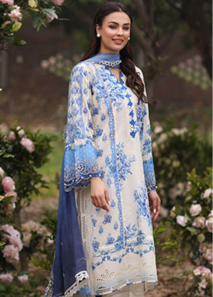 Vintage Flora By Manara Embroidered Lawn Suit Unstitched 3 Piece MNA24V Porcelain SS-04 - Summer Collection