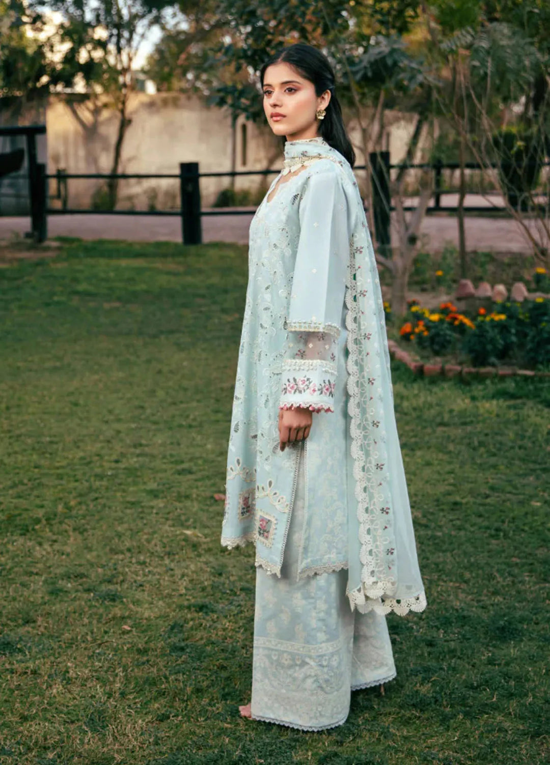 Vintage Flora by Manara Embroidered Lawn Suits Unstitched 3 Piece MNA25VS VF-07 Serene - Summer Collection