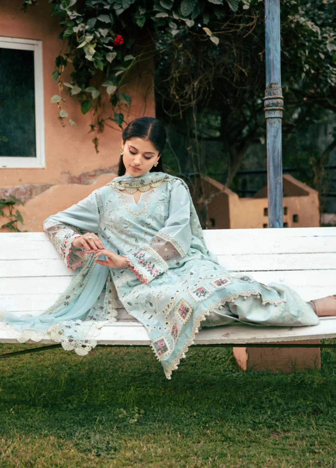 Vintage Flora by Manara Embroidered Lawn Suits Unstitched 3 Piece MNA25VS VF-07 Serene - Summer Collection