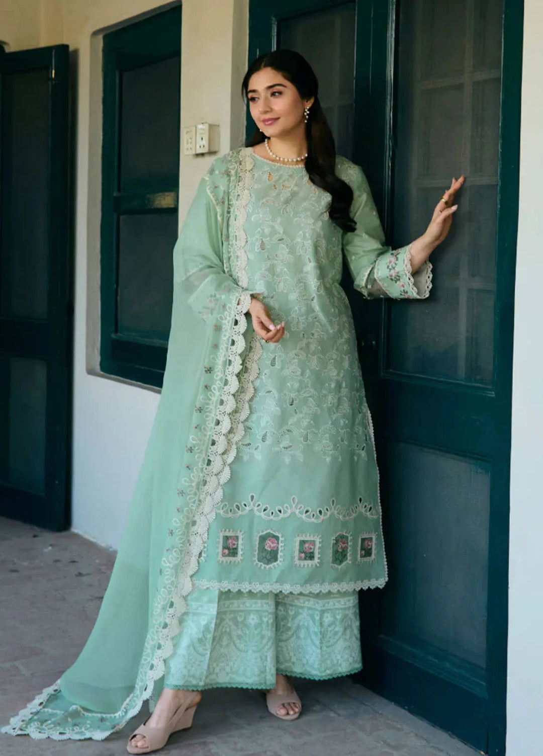Vintage Flora by Manara Embroidered Lawn Suits Unstitched 3 Piece MNA25VS VF-08 Mina - Summer Collection
