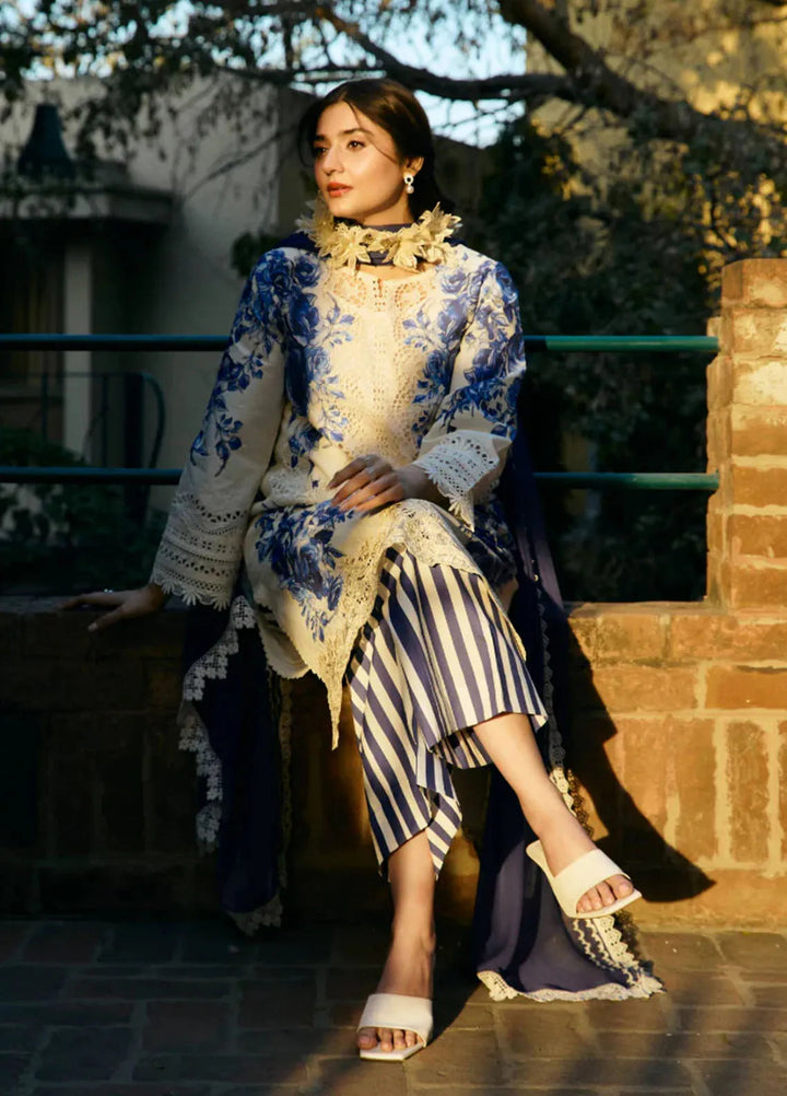 Vintage Flora by Manara Embroidered Lawn Suits Unstitched 3 Piece MNA25VS VF-11 Dur-E-Fishan - Summer Collection