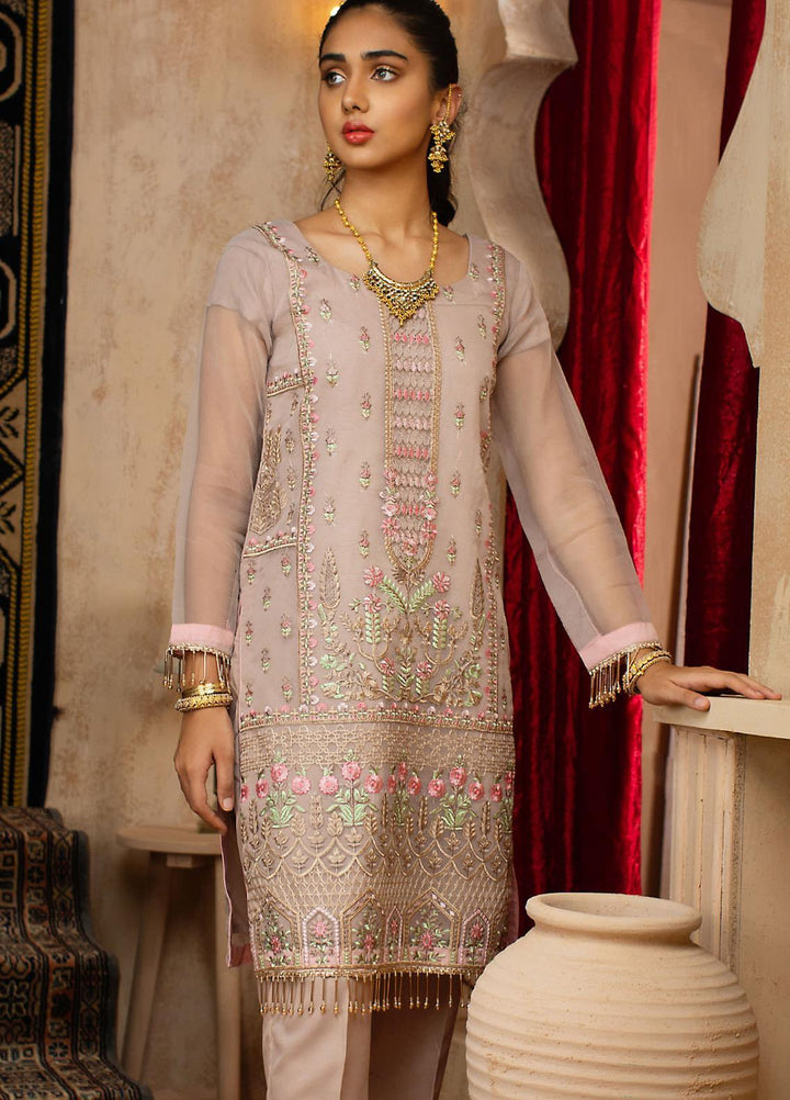 Vital Soiree By AB Textiles Embroidered Organza  Unstitched Kurties AB21VS VWE-02 PEAU - Festive Collection