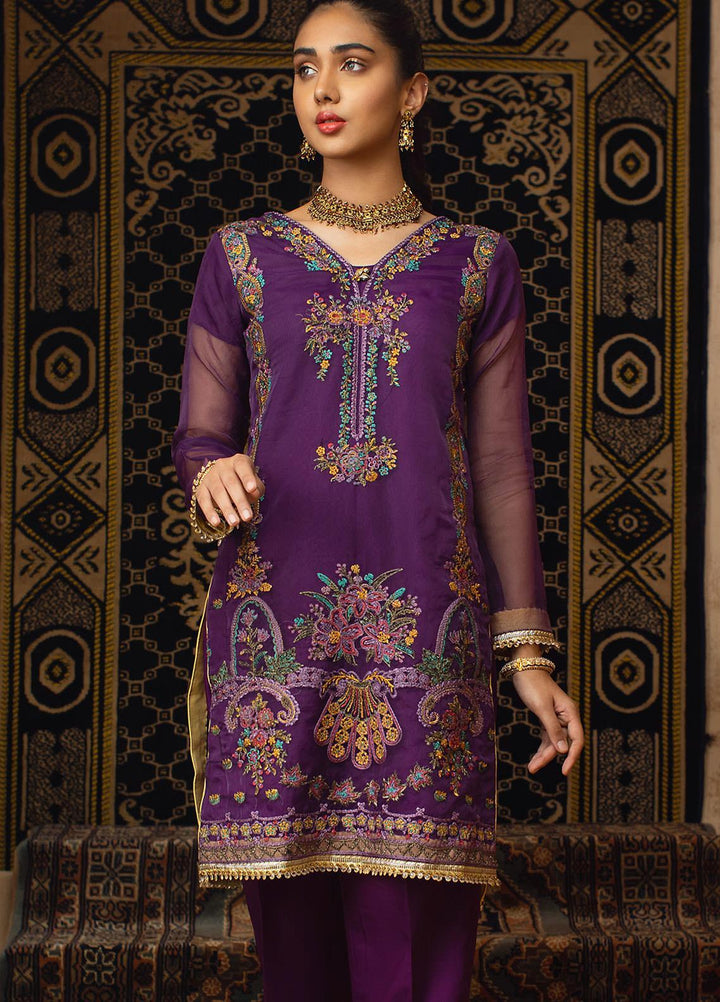 Vital Soiree By AB Textiles Embroidered Organza  Unstitched Kurties AB21VS VWE-03 VIOLETTE - Festive Collection