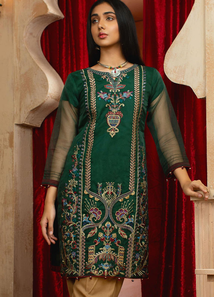 Vital Soiree By AB Textiles Embroidered Organza  Unstitched Kurties AB21VS VWE-06 VERTE - Festive Collection
