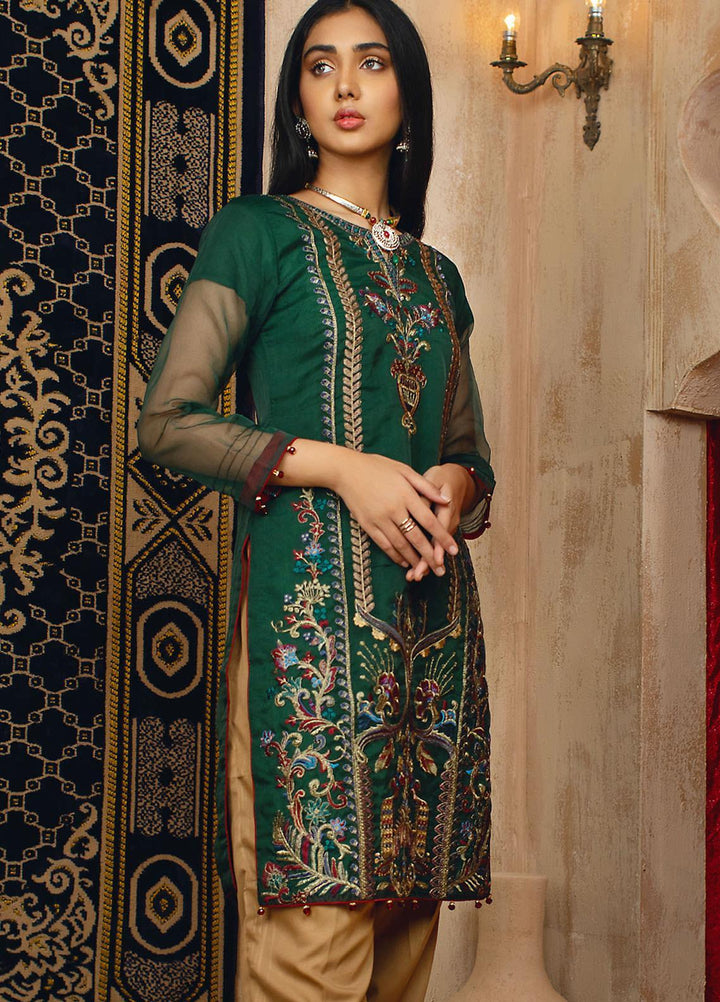 Vital Soiree By AB Textiles Embroidered Organza  Unstitched Kurties AB21VS VWE-06 VERTE - Festive Collection