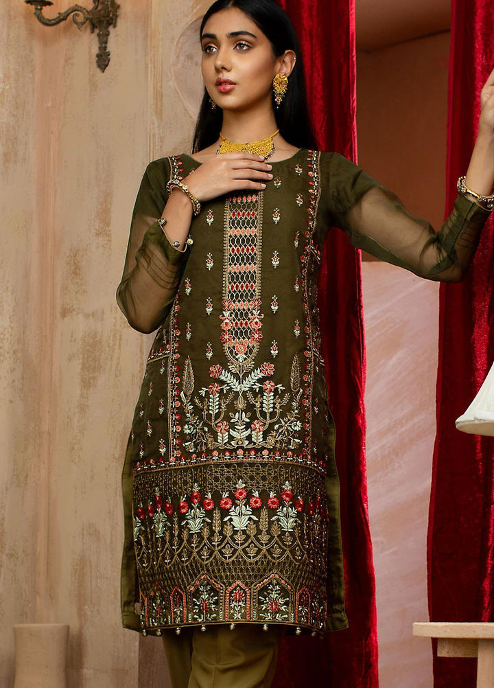 Vital Soiree By AB Textiles Embroidered Organza  Unstitched Kurties AB21VS VWE-07 VERT HENNE - Festive Collection