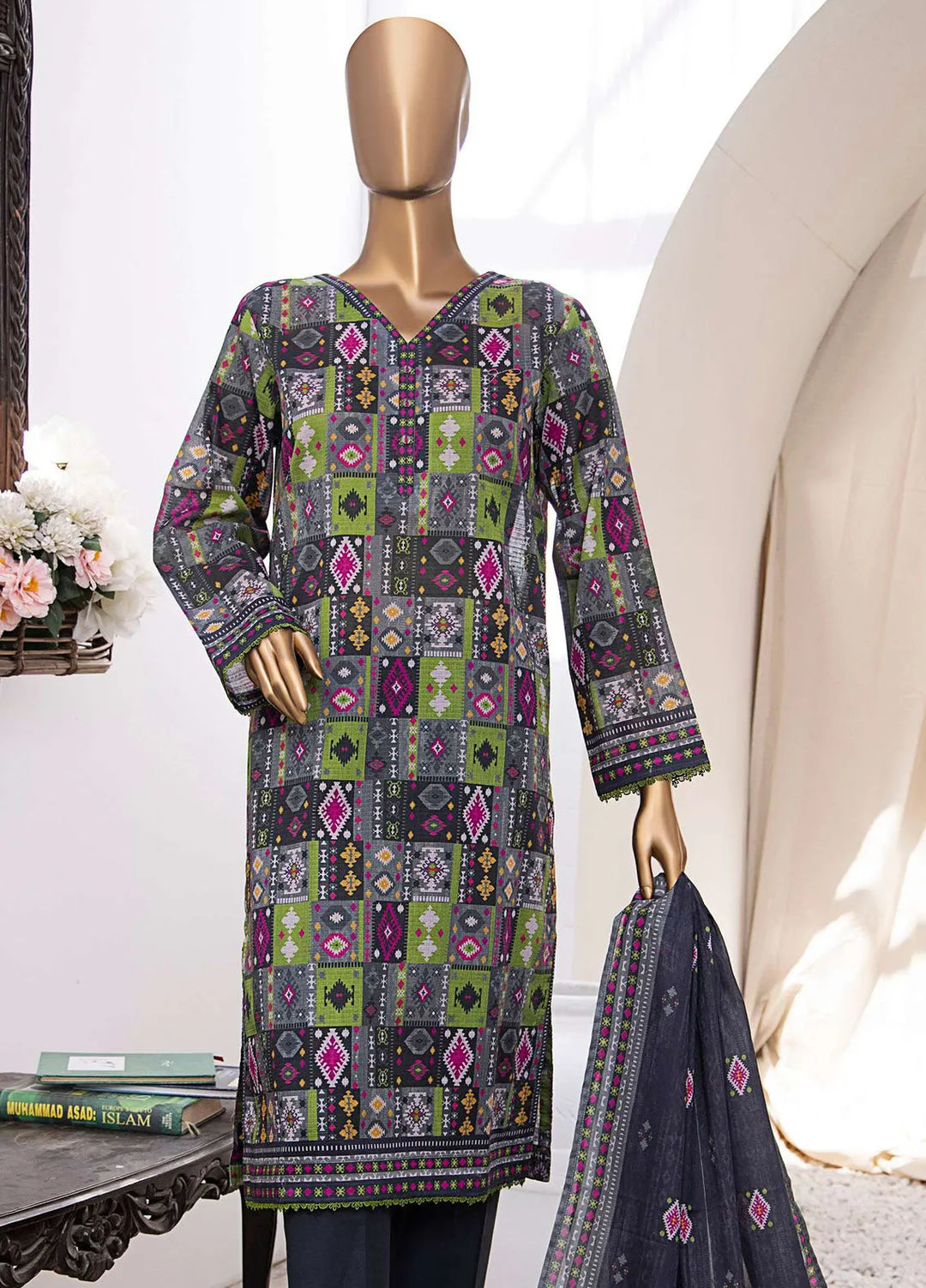 Vital Prints by HZ Textiles Embroidered Lawn Suits Unstitched 3 Piece HZ25VP VP-104 - Summer Collection