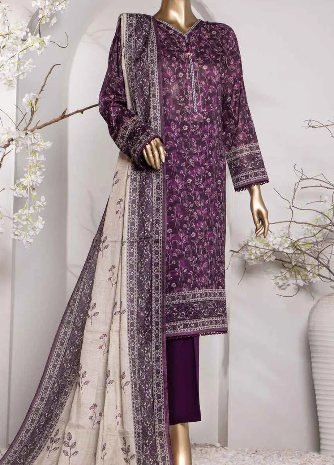 Vital prints By Hz Textiles Printed Cotton Suit Unstitched 3 Piece HZ24VP VP-151 - Summer Collection