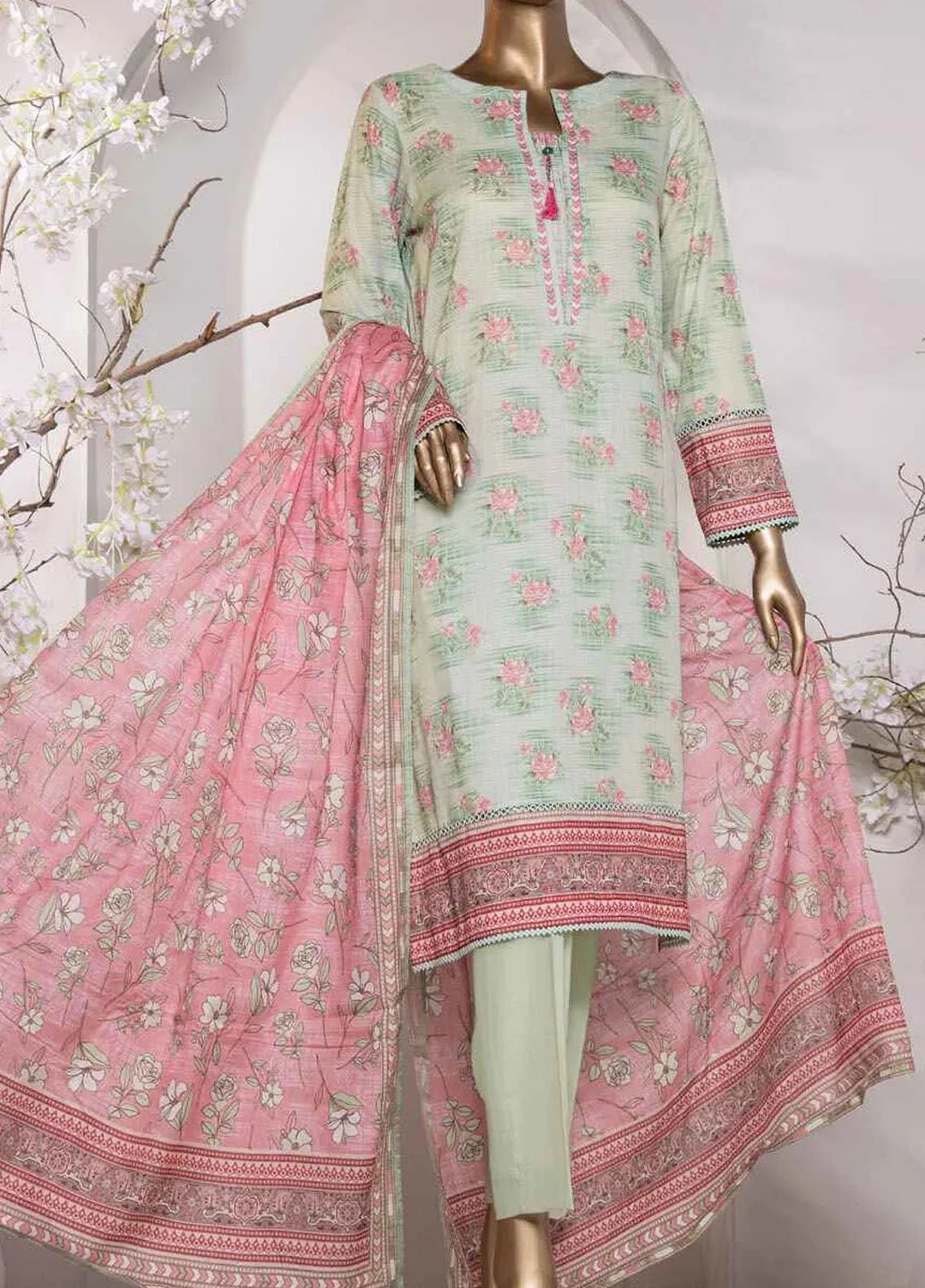 Vital prints By Hz Textiles Printed Cotton Suit Unstitched 3 Piece HZ24VP VP-153 - Summer Collection