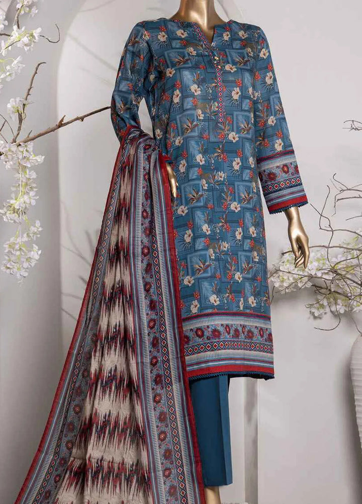 Vital prints By Hz Textiles Printed Cotton Suit Unstitched 3 Piece HZ24VP VP-154 - Summer Collection