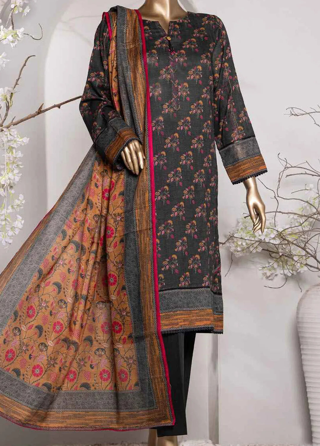 Vital prints By Hz Textiles Printed Cotton Suit Unstitched 3 Piece HZ24VP VP-156 - Summer Collection