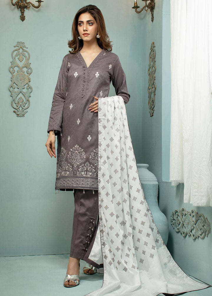 Vital White Elegence By AB Textiles Embroidered Lawn Suits Unstitched 3 Piece AB21V 01 Gris - Summer Collection
