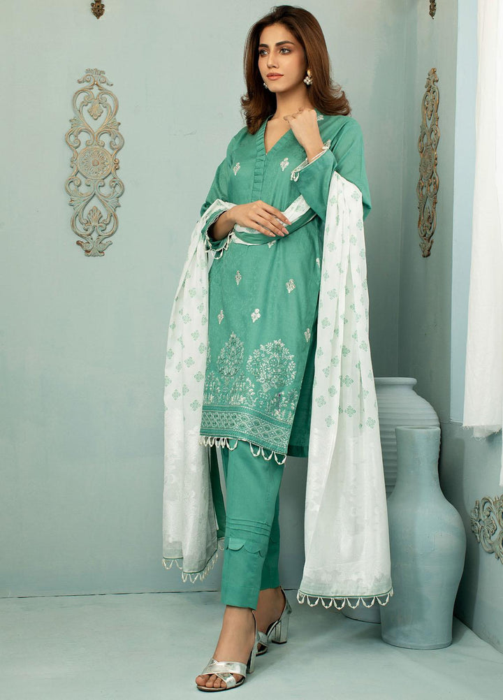 Vital White Elegence By AB Textiles Embroidered Lawn Suits Unstitched 3 Piece AB21V 02 Sarcelle - Summer Collection