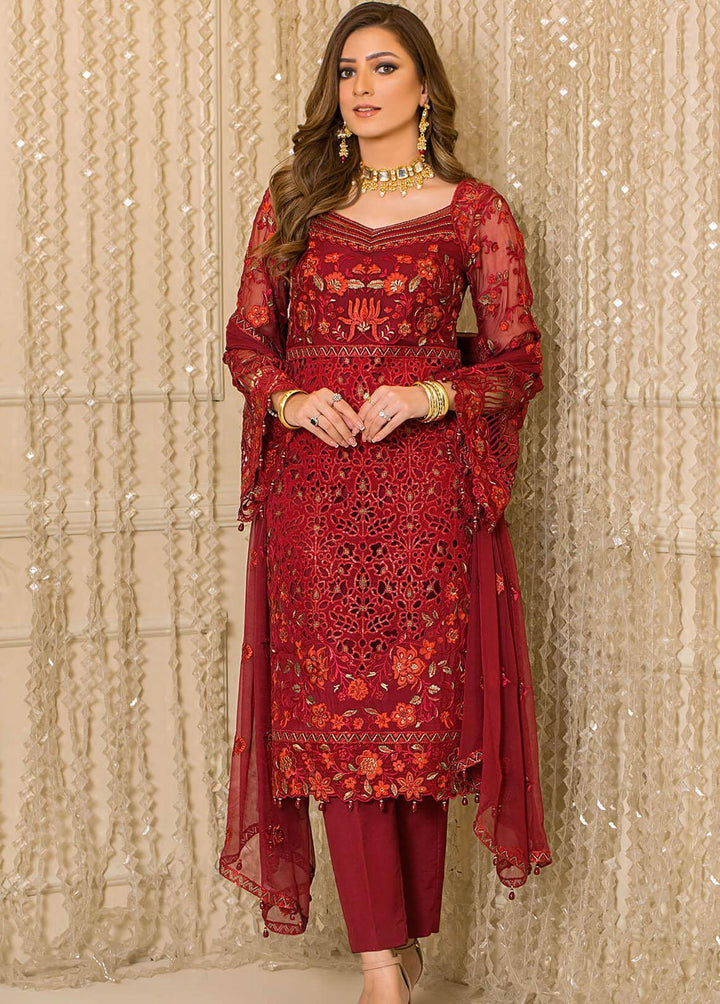 Vive La Fete By Imrozia Embroidered Organza Suits Unstitched 3 Piece IMP22VF L-255 Salsa - Premium Collection
