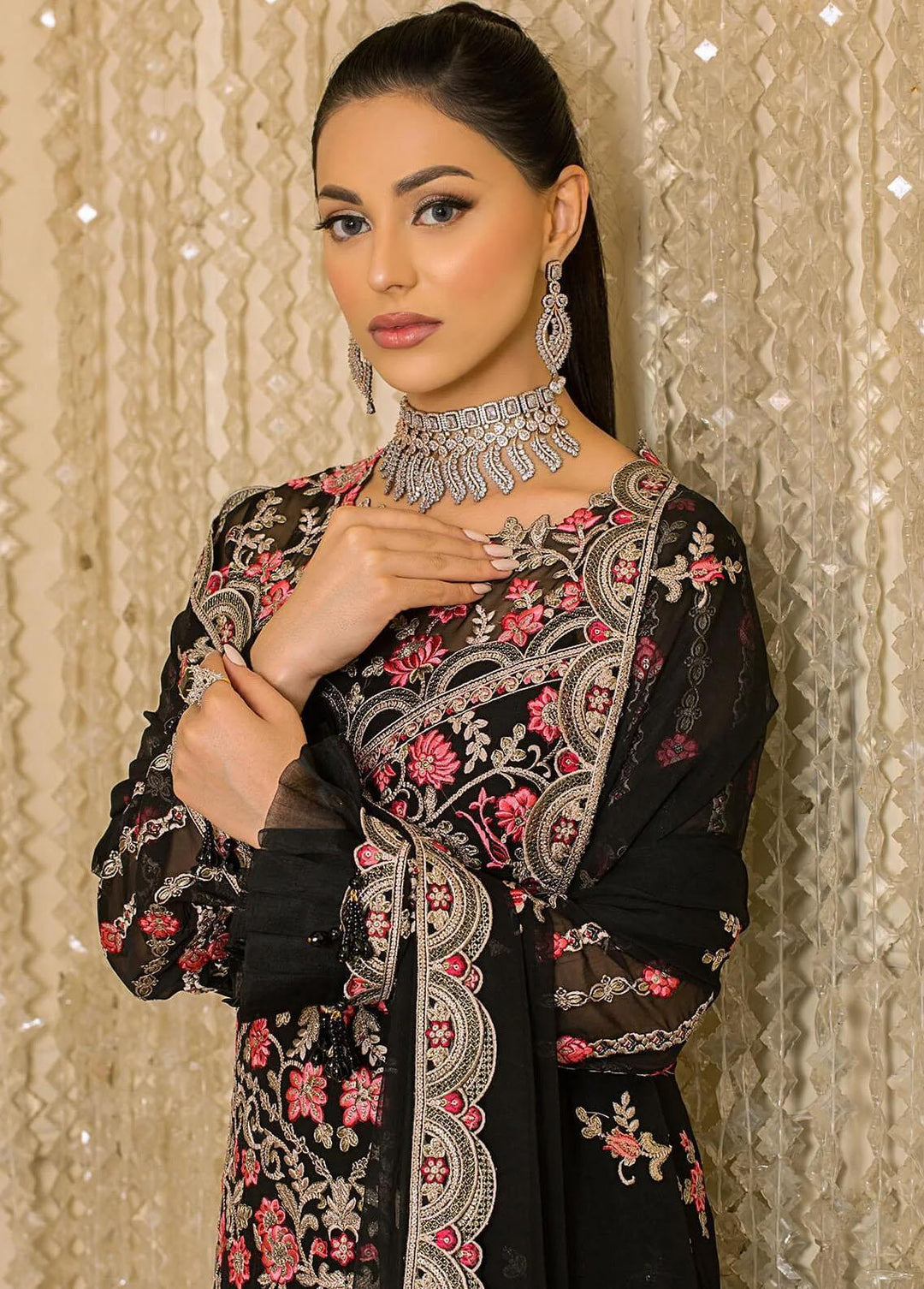 Vive La Fete By Imrozia Embroidered Chiffon Suits Unstitched 3 Piece IMP22VF L-256 Fonce - Premium Collection