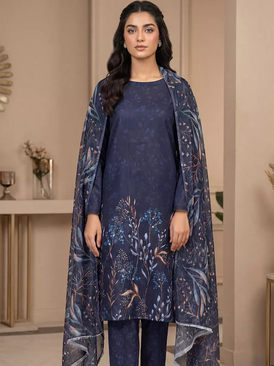 Salitex Unstitched Printed Lawn Silk 3 Piece Suit 3PC Unstitched Printed Silk Lawn Suit (SUNS7ASI357) - Casual Collection