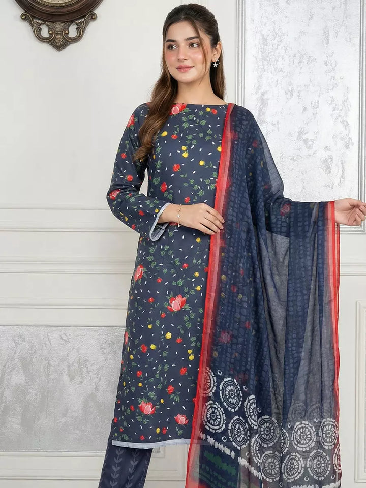 Salitex Unstitched Printed Lawn Silk 3 Piece Suit SUNS7ASI352 - Casual Collection