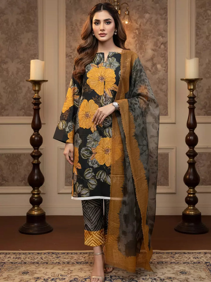 Salitex Unstitched Printed Lawn Silk 3 Piece Suit SUNS7ASI351 - Casual Collection