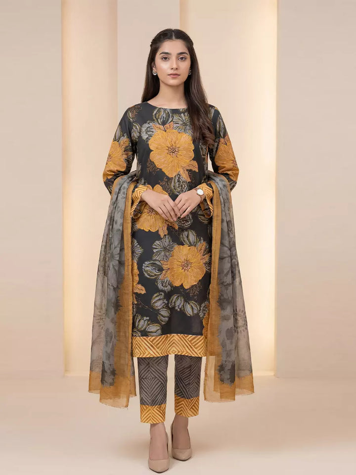 Salitex Unstitched Printed Lawn Silk 3 Piece Suit SUNS7ASI351 - Casual Collection