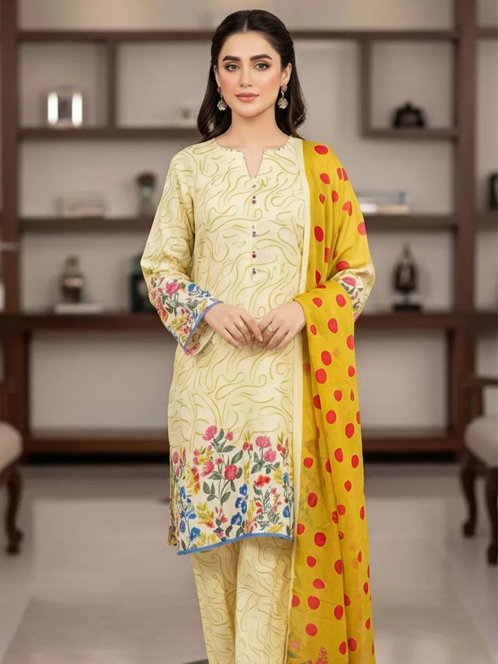 Salitex Unstitched Printed Lawn Silk 3 Piece Suit SUNS7ASI350 - Casual Collection