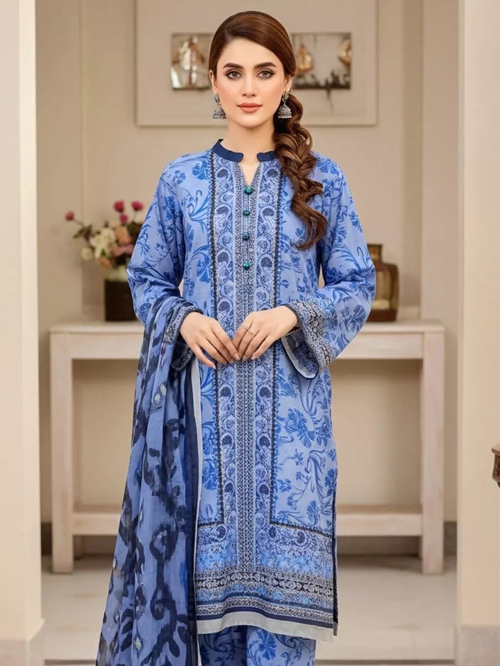 Salitex Unstitched Printed Lawn Silk 3 Piece Suit SUNS7ASI349 - Casual Collection