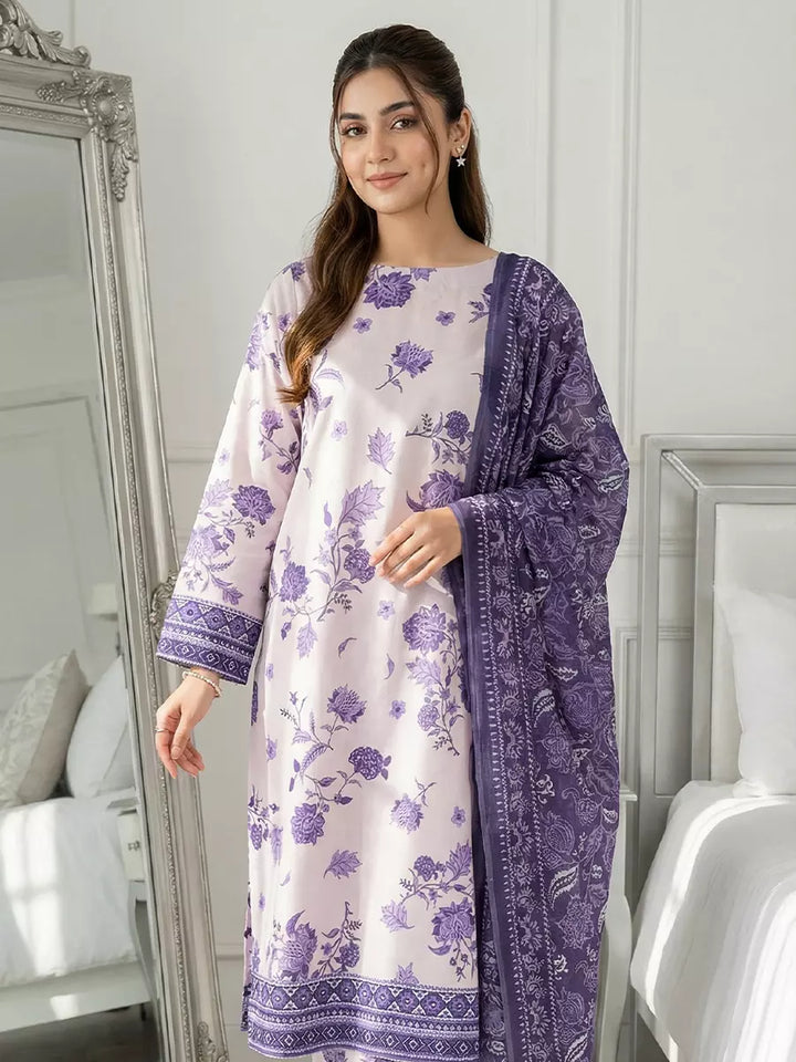 Salitex Unstitched Printed Lawn Silk 3 Piece Suit SUNS7ASI348 - Casual Collection