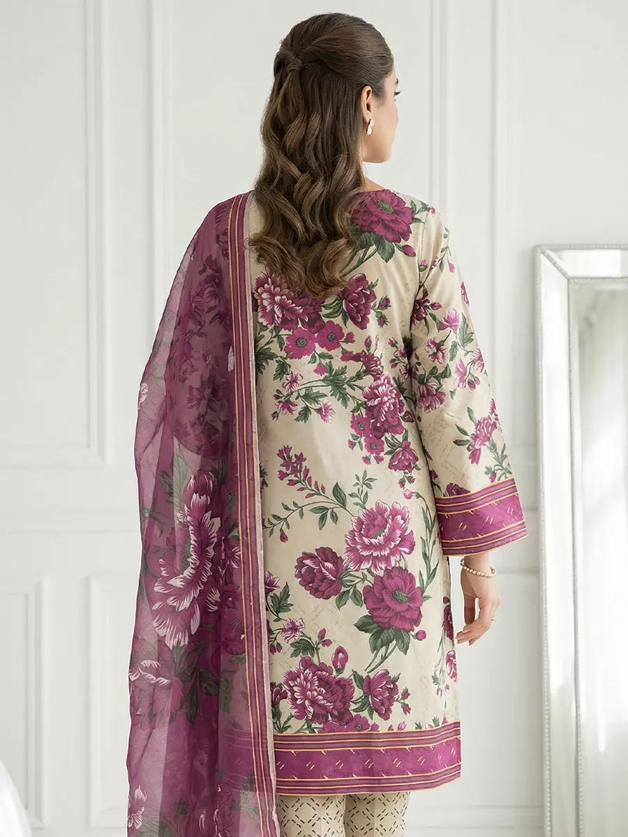 Salitex Unstitched Printed Lawn Silk 3 Piece Suit SUNS7ASI346 - Casual Collection