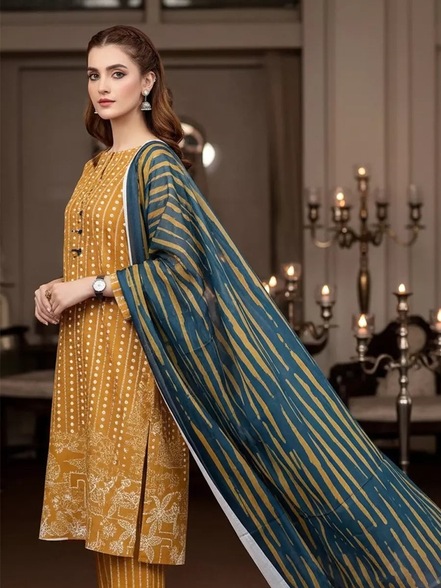 Salitex Unstitched Printed Lawn Silk 3 Piece Suit 3PC Unstitched Printed Silk Lawn Suit (SUNS7ASI344) - Casual Collection