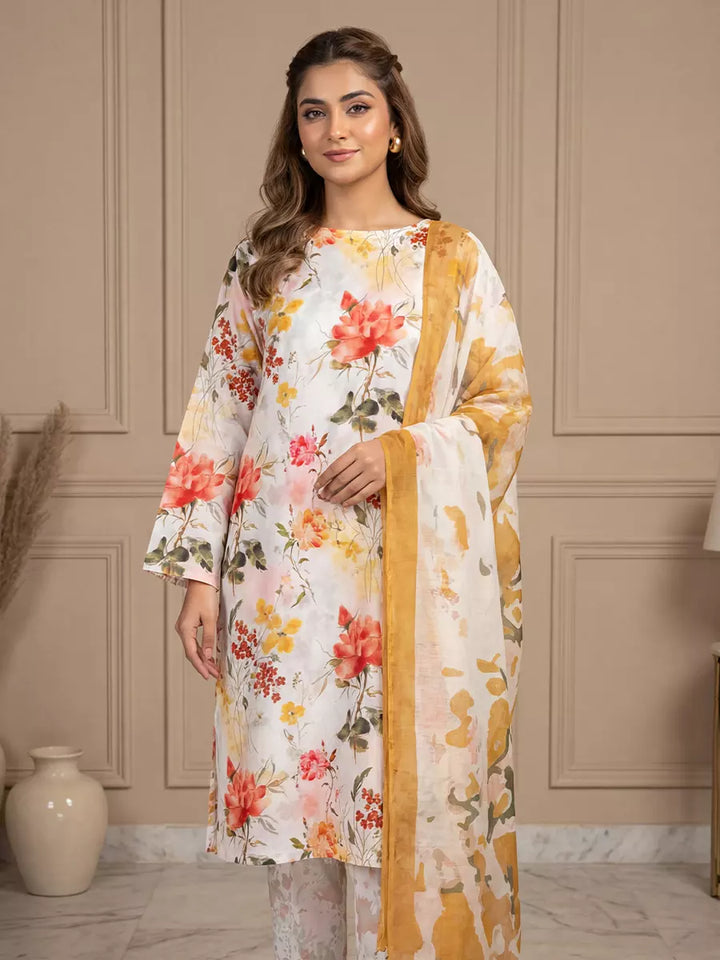 Salitex Unstitched Printed Lawn Silk 3 Piece Suit SUNS7ASI342 - Casual Collection