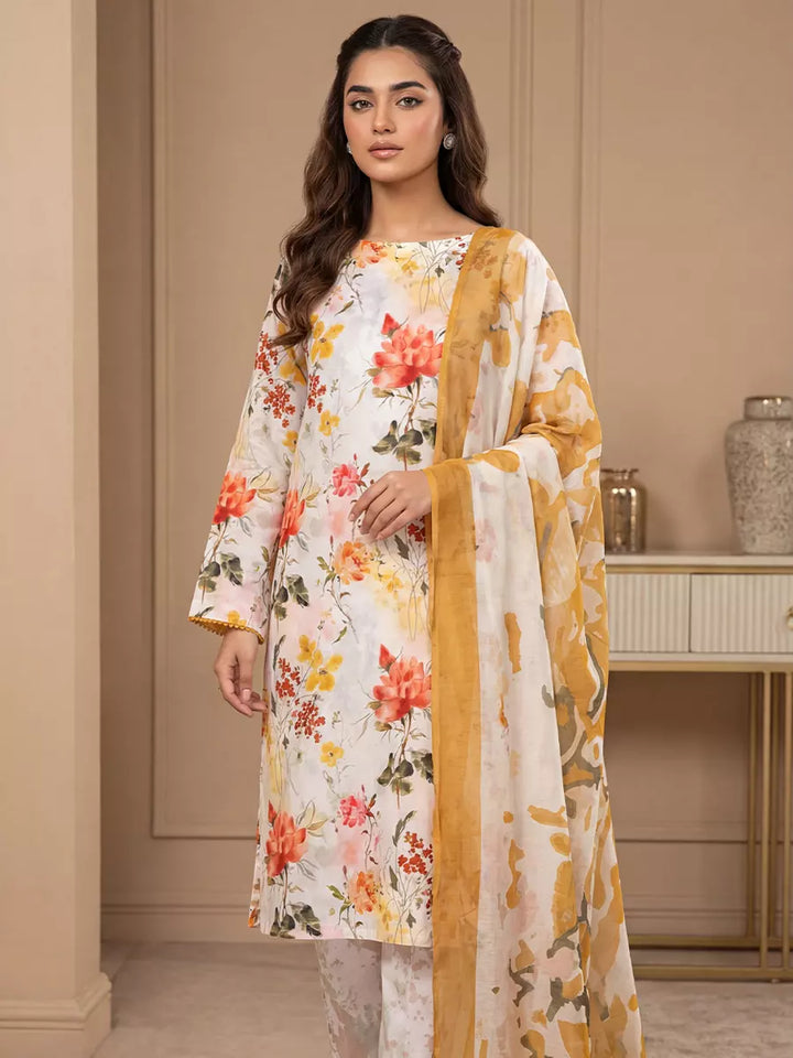 Salitex Unstitched Printed Lawn Silk 3 Piece Suit SUNS7ASI342 - Casual Collection