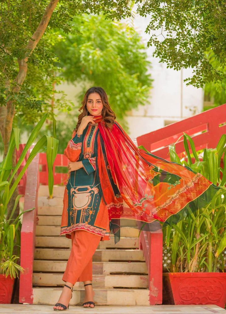 Waniya Pret Printed Lawn 3 Piece Suit PK-210A VIRIDIAN FLAIR