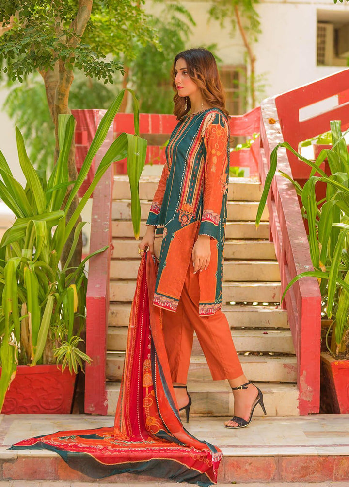 Waniya Pret Printed Lawn 3 Piece Suit PK-210A VIRIDIAN FLAIR