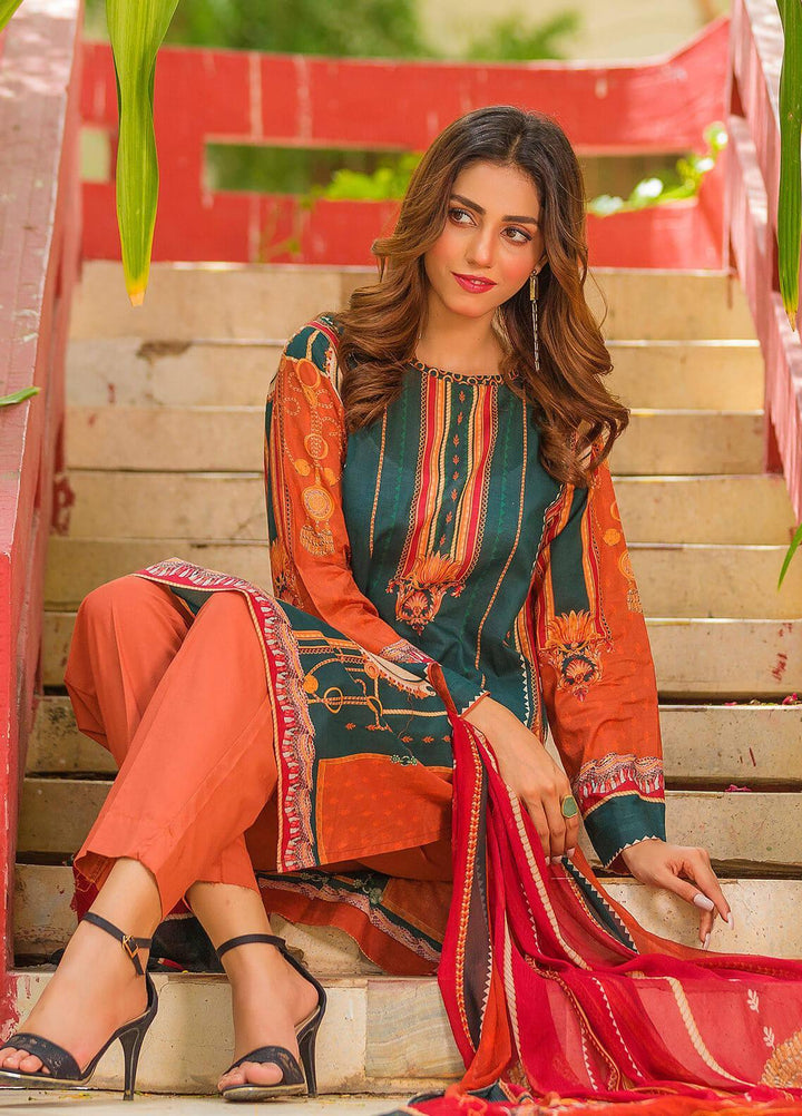 Waniya Pret Printed Lawn 3 Piece Suit PK-210A VIRIDIAN FLAIR