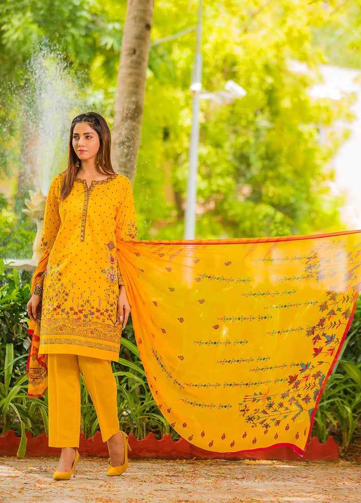 Waniya Pret Printed Lawn 3 Piece Suit PK-208A CANARY BLOOM