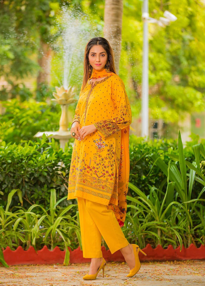 Waniya Pret Printed Lawn 3 Piece Suit PK-208A CANARY BLOOM