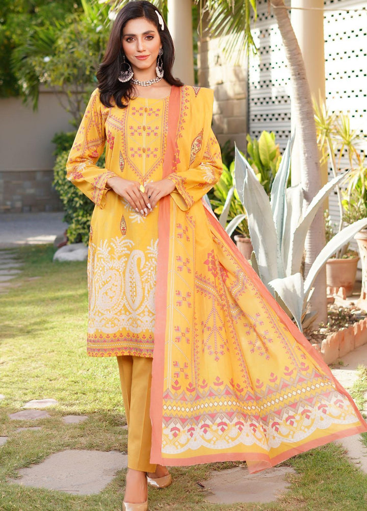 Waniya Lawn Digital Printed 3 Piece for Women -  CANARY PUNCH PK-226
