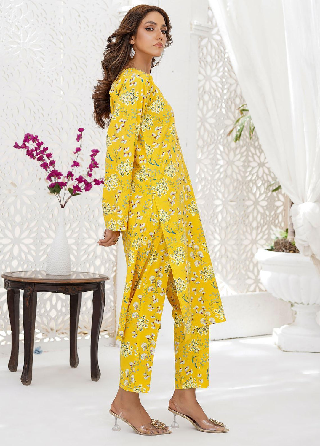 Waniya Pret Printed Cambric 2 Piece Suit SKUPK-104 CANARY