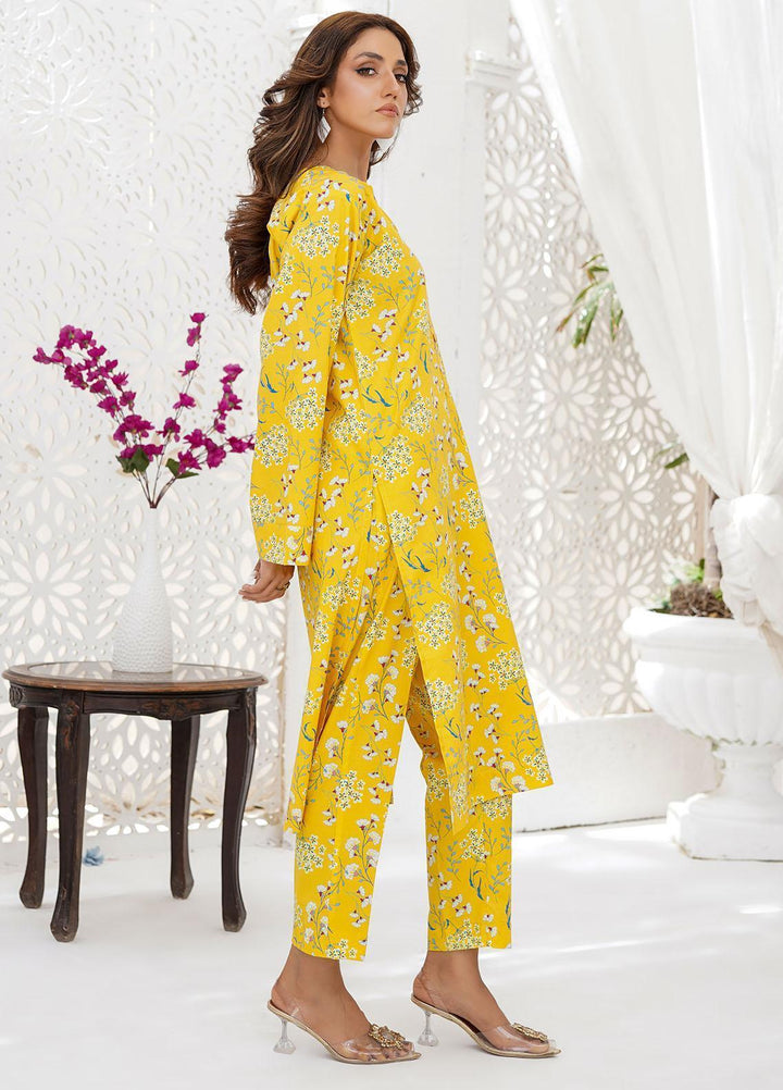 Waniya Pret Printed Cambric 2 Piece Suit SKUPK-104 CANARY