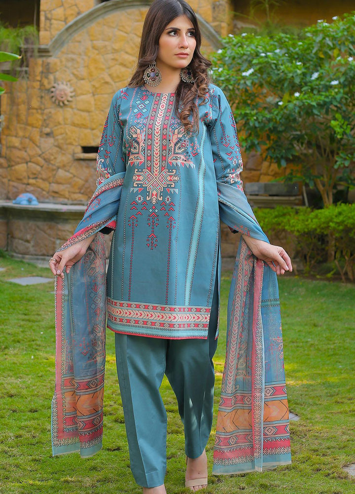 Waniya Casual Pret  Cotton 3 Piece CERULEAN PK-221A