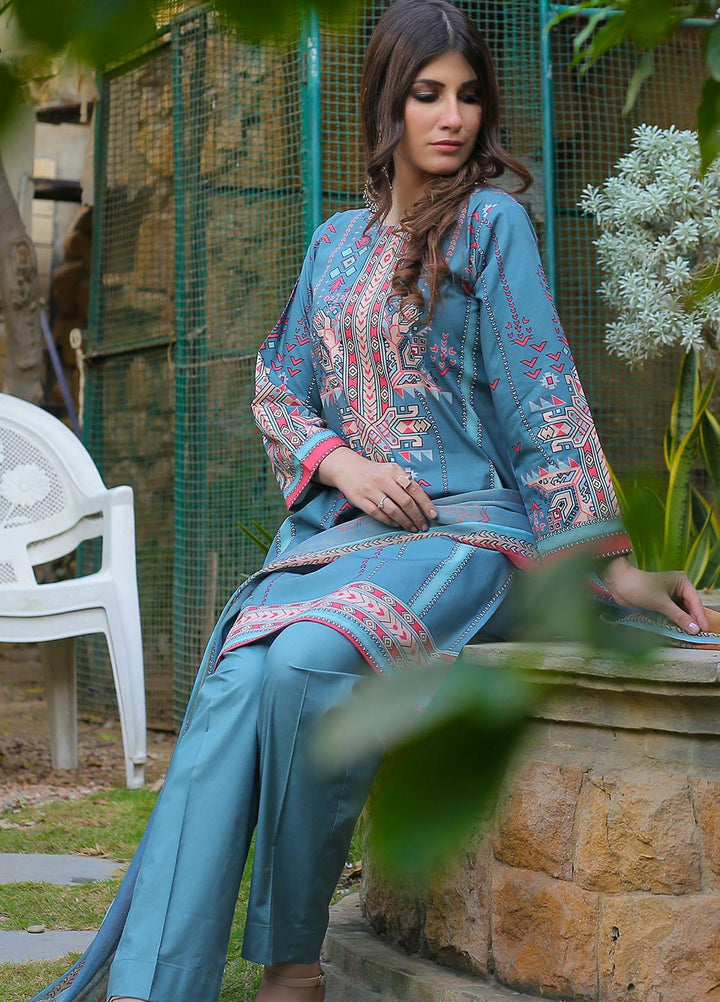 Waniya Casual Pret  Cotton 3 Piece CERULEAN PK-221A