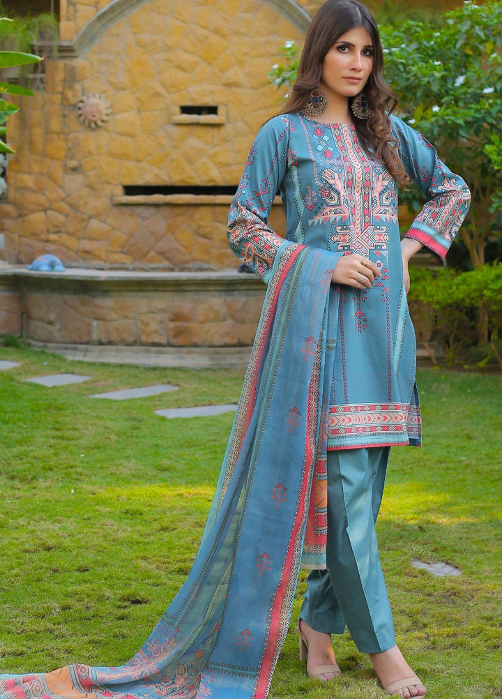 Waniya Casual Pret  Cotton 3 Piece CERULEAN PK-221A