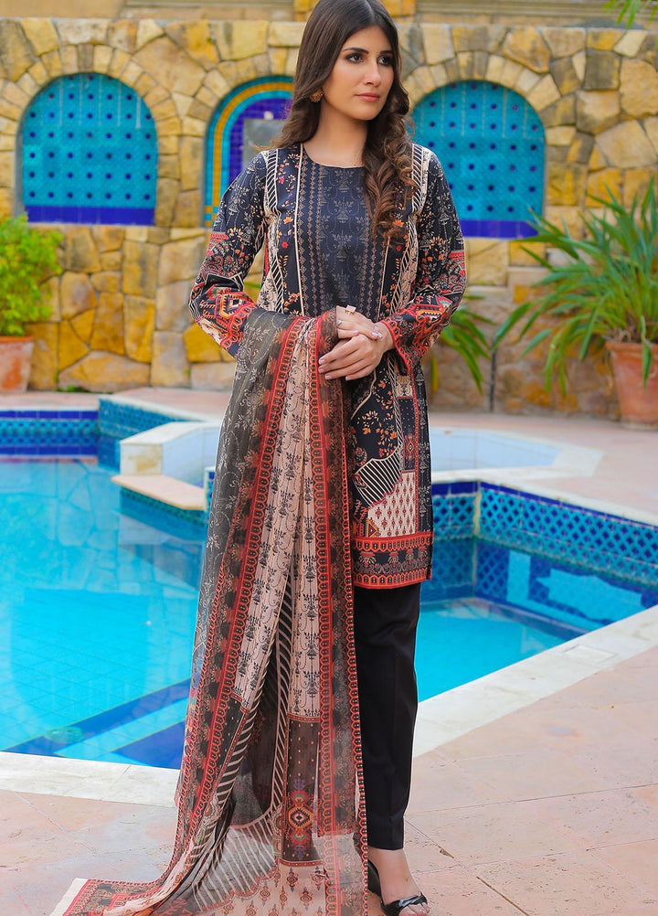 Waniya Casual Pret  Cotton 3 Piece EBONY BLOOM PK-219A