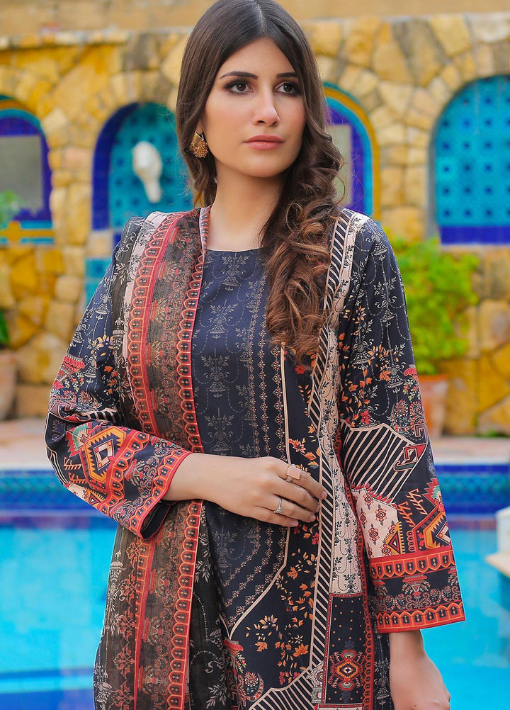 Waniya Casual Pret  Cotton 3 Piece EBONY BLOOM PK-219A