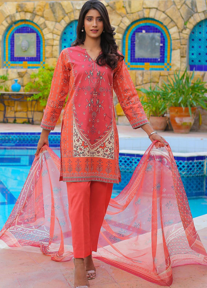 Waniya Casual Pret  Cotton 3 Piece TANGERINE PK-220A