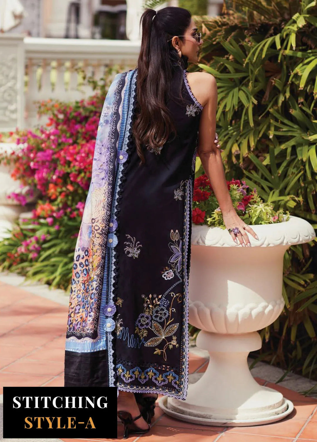 Wes by Farah Talib Embroidered Lawn Suits Unstitched 3 Piece FTA25WL FTA-05 Belle Black - Luxury Collection