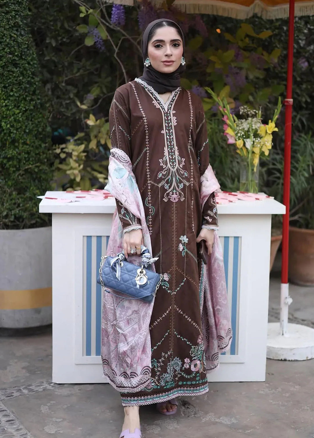 Wes by Farah Talib Embroidered Lawn Suits Unstitched 3 Piece FTA25WL FTA-08 Luella Lindtt - Luxury Collection