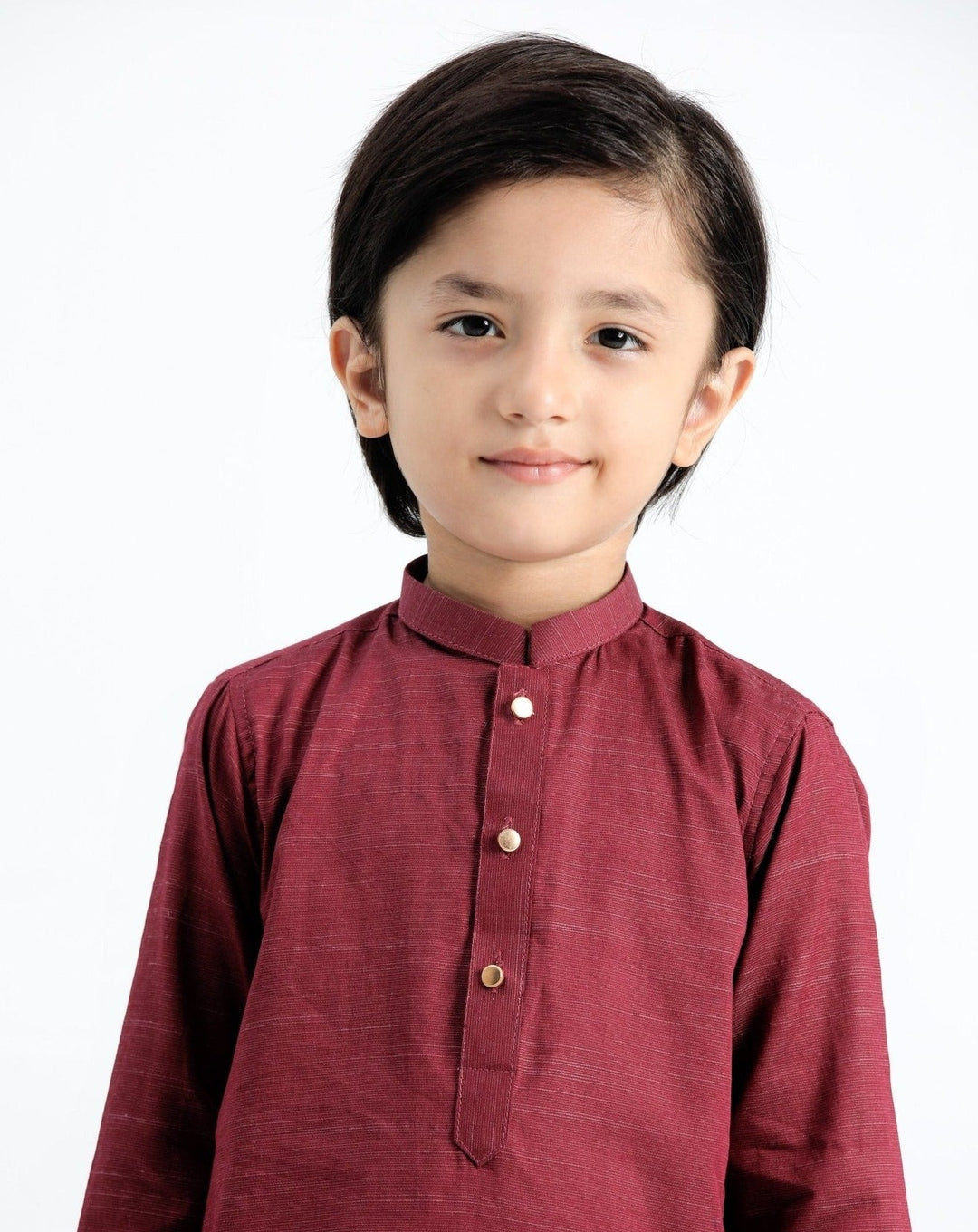 Muraqsh Ready To Wear Solids  Boys Wine Cotton Kurta Trouser MUR-WSCKT - Summer Collection