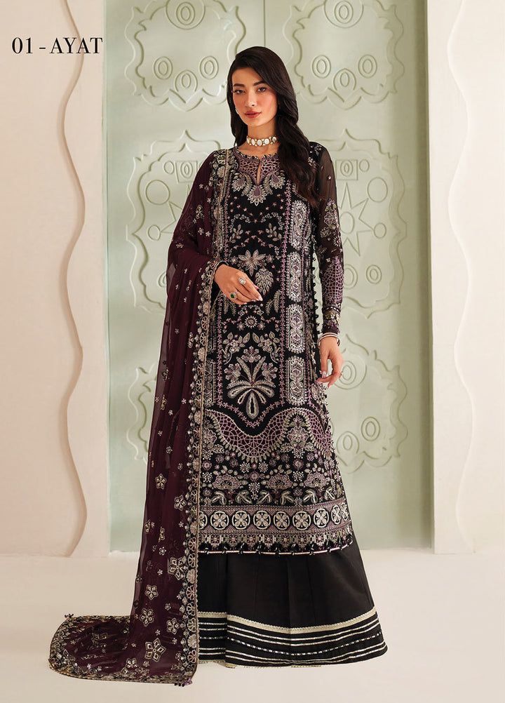 Xenia Embroidered Chiffon Suits Unstitched 3 Piece XE25LU D-01 Ayat - Formals Collection