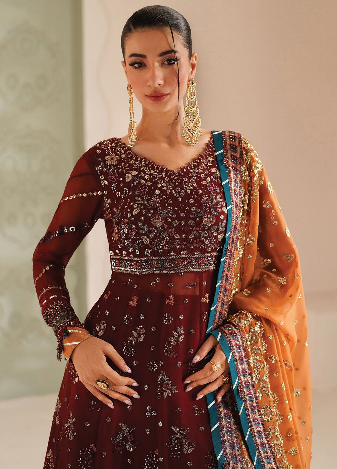 Xenia Embroidered Chiffon Suits Unstitched 3 Piece XE25LU D-03 Fariyn - Formals Collection