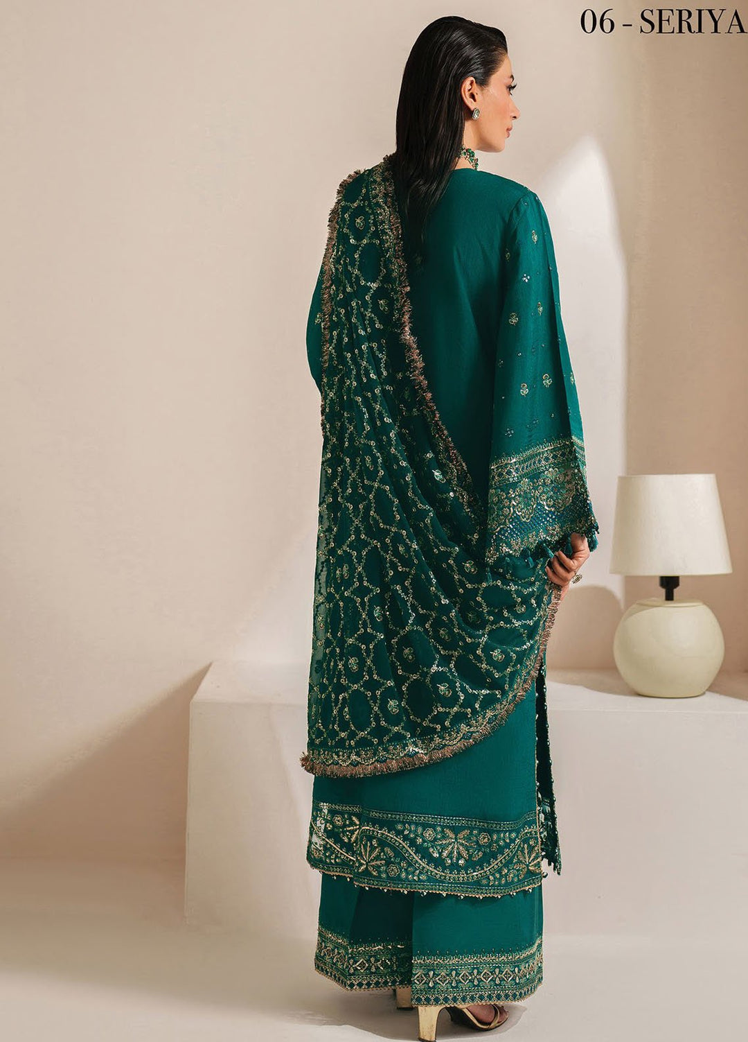 Xenia Embroidered Raw Silk Suits Unstitched 3 Piece XE25LU D-06 Seriya - Formals Collection